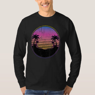 T-shirt Cocotiers Rétro Palm Trees Plage Coucher de soleil