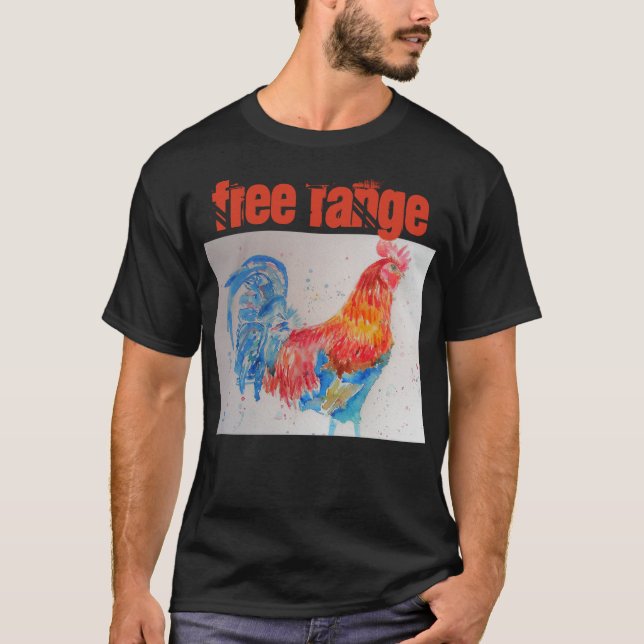 T-shirt Cocotte de coqûre à l'aquarelle de poulet en liber (Devant)