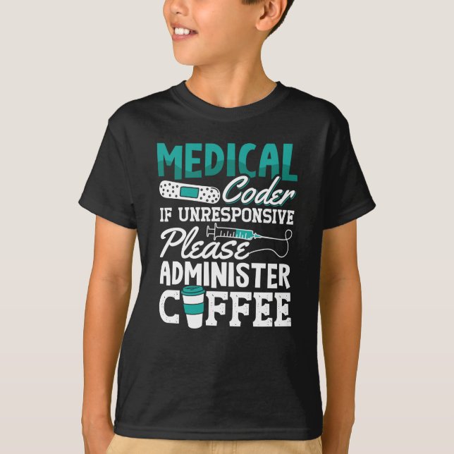 T-shirt Codage ICD de l'Assistant Café Codeur Médicale (Devant)