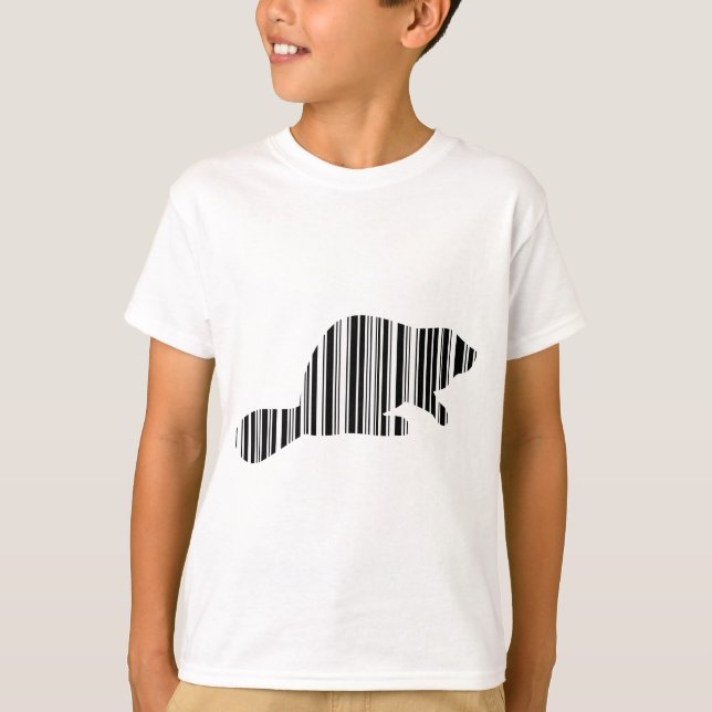 T-shirt CODE BARRE CASTOR Modèle de code-barres animal (Devant)
