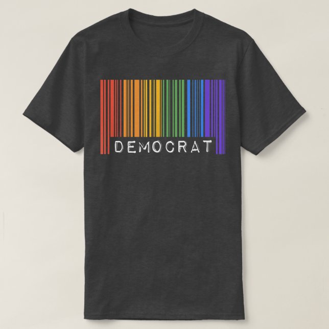 T-shirt Code barre du Gay pride démocrate Queer Rainbow LG (Design devant)