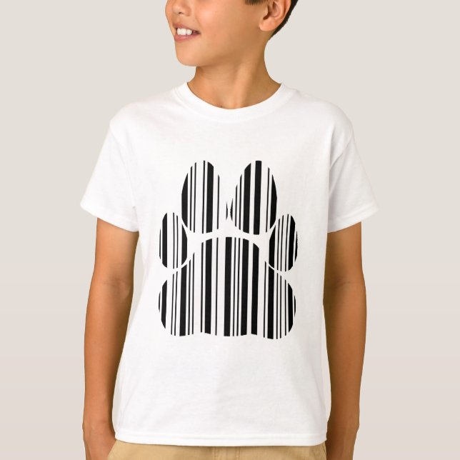 T-shirt CODE BARRE PATTE DE CHAT Motif d'impression de cod (Devant)