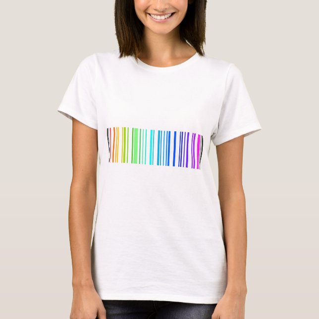 T-shirt Code barres lesbien d'arc-en-ciel (Devant)