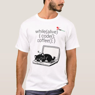 T-shirt Code Café Répéter Chat