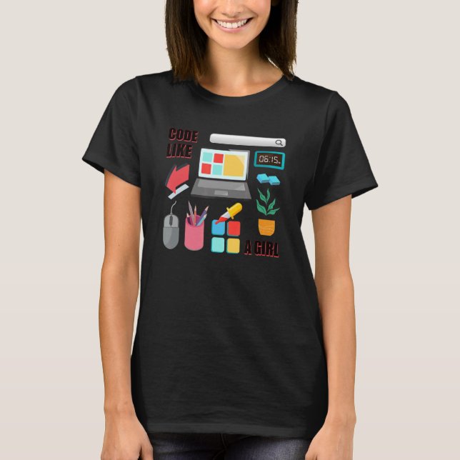 T-shirt Code Comme Une Fille Coder Programmer Logiciel Dév (Devant)