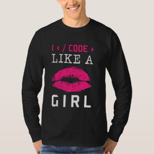 T-shirt Code Comme Une Fille Lèvres Coder Logiciel De Prog