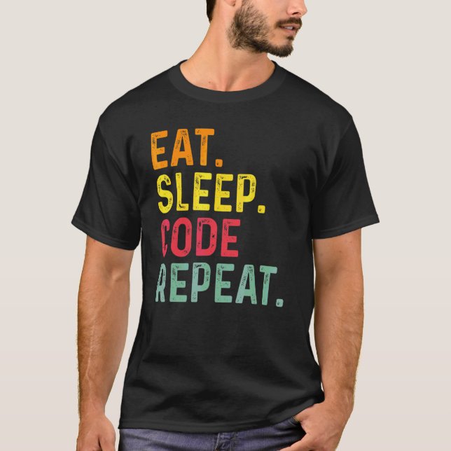 T-shirt Code de programmation de répétition de code de vei (Devant)