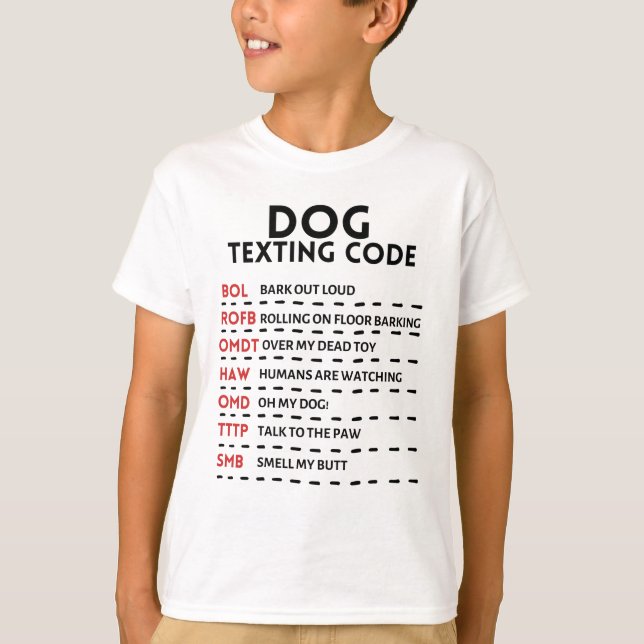 T-shirt Code de SMS de chien (Devant)