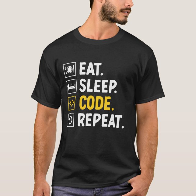 T-shirt Code de sommeil de l'alimentation Répéter Codeur d (Devant)