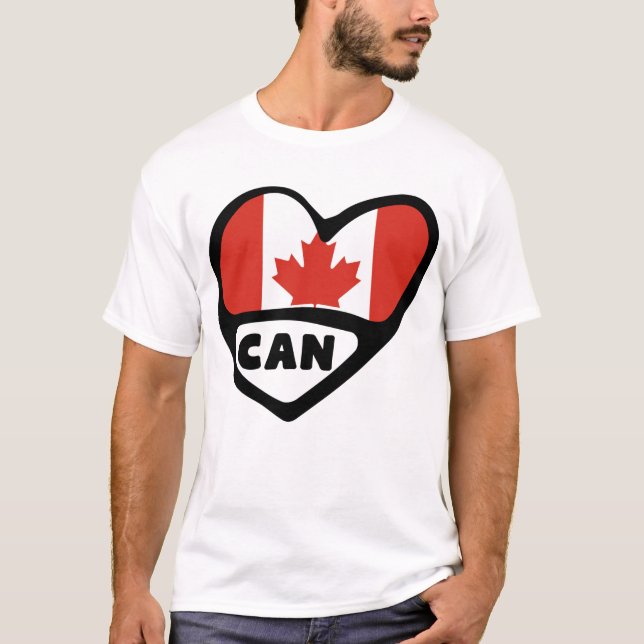 T-shirt Code pays du Canada Coeur du drapeau, CAN (Devant)