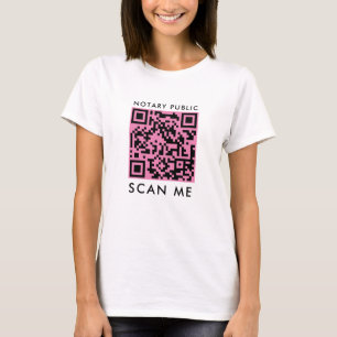 T-shirt Code QR rose et noir du notaire public 'Scan Me'