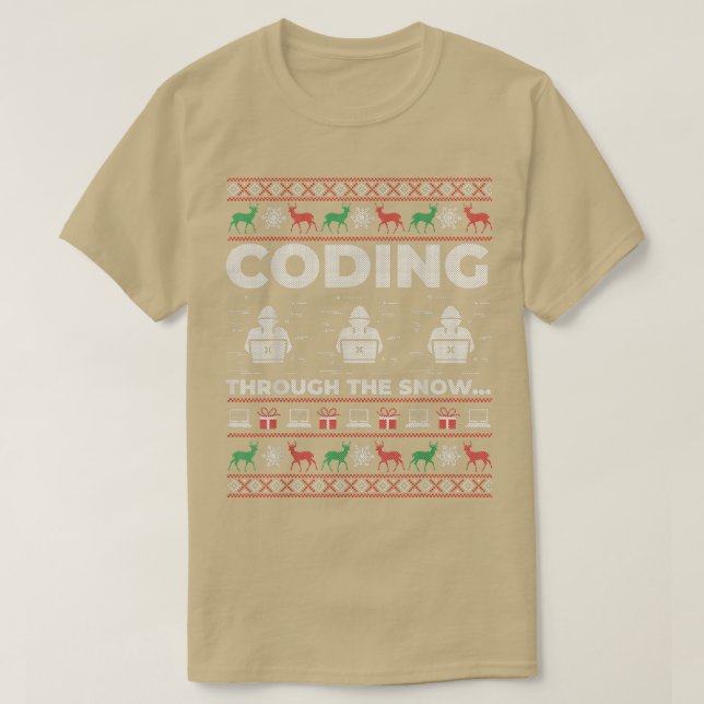 T-shirt Coder à Travers la Neige Cadeau de Noël laid pour  (Design devant)