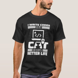 T-shirt Coder Cat Software Engineer Developer Coding Pro