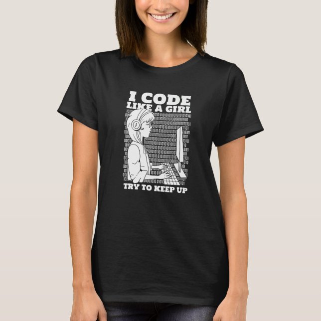 T-shirt Coder Girl Programmation Coding Software Developer (Devant)