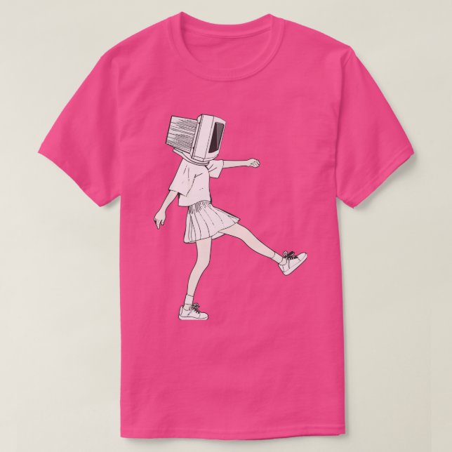 T-shirt Coder la tête d'ordinateur pour fille (Design devant)