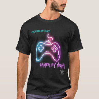T-shirt Coder par jour, Gamer par nuit - Jeu & Codage