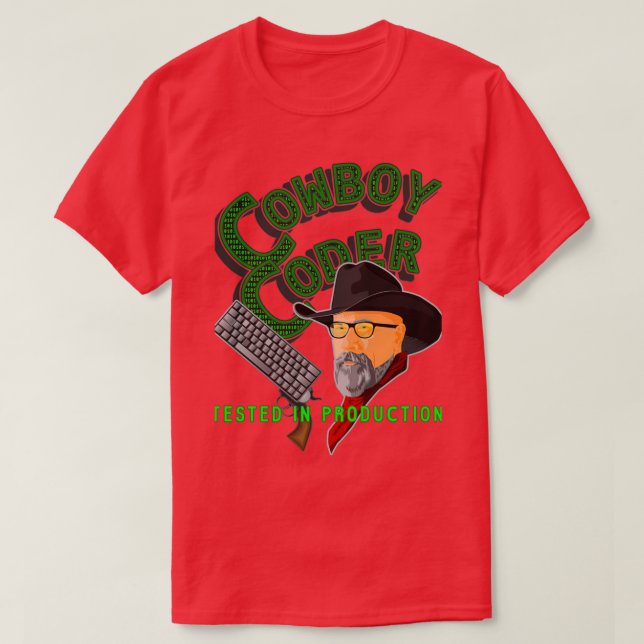 T-shirt Codeur de cowboy testé en production (Design devant)
