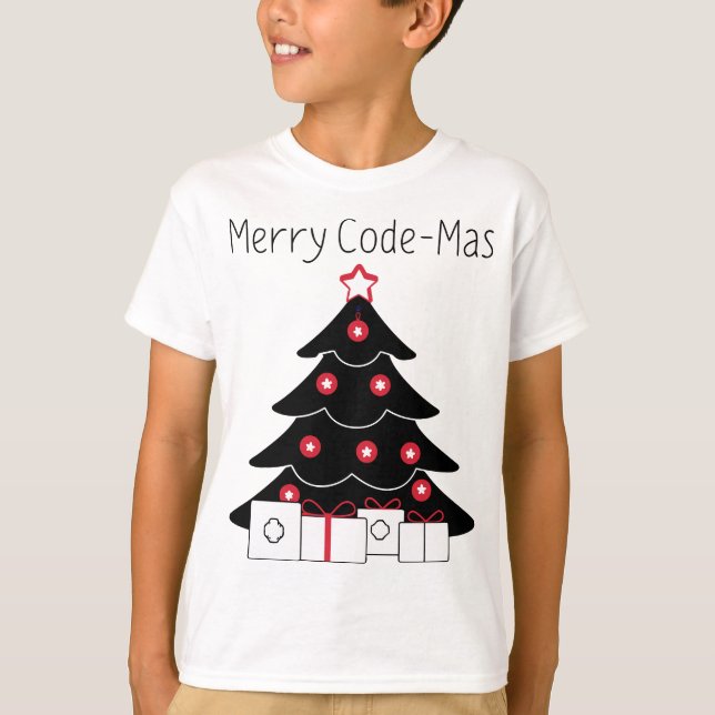 T-shirt Coding Christmas Tree Merry Code-mas Shirt (Devant)