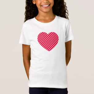 T-Shirt Coeur À damiers rouge et rose