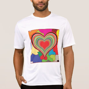 T-shirt Cœur Abstrait Couches Arc-en-Ciel Vibrant