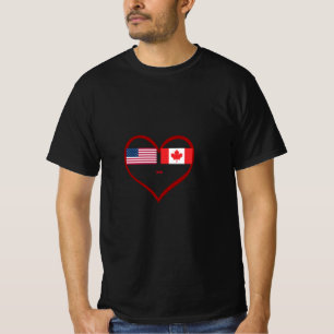 T-shirt Coeur Amérique & Canada Ensemble Nous Sommes