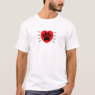 T-shirt Coeur Amoureux des chiens Et Empreinte de patte