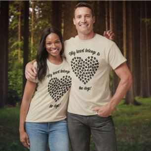 T-shirt Coeur amusant des Empreintes de pattes noirs avant
