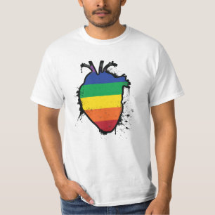 T-shirt coeur anatomique arc-en-ciel