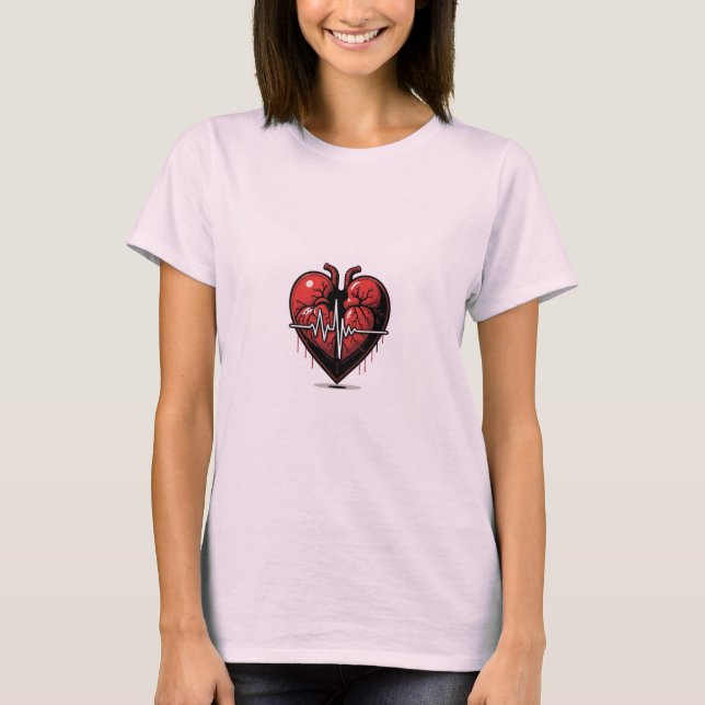 T-shirt Cœur Anatomique avec Battement de Vie  (Devant)