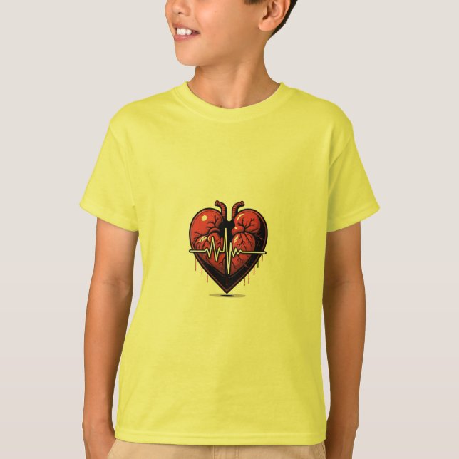 T-shirt Cœur Anatomique avec Battement de Vie  (Devant)