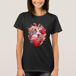 T-shirt Coeur anatomique avec fleurs