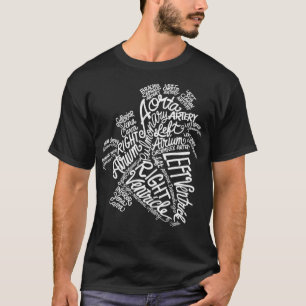 T-shirt Coeur anatomique Médicale mot blanc ligne nuage