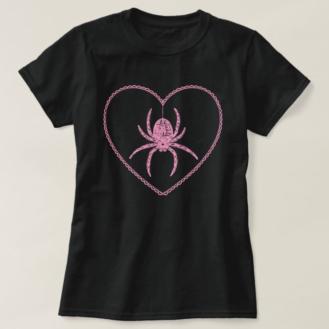 T-shirt Coeur Araignée Rose (Design devant)