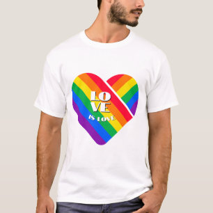 T-shirt Cœur arc-en-ciel de fierté Bouton