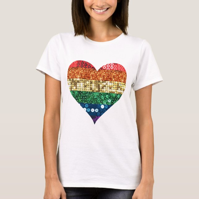 T-shirt coeur arc-en-ciel lgbt (Devant)