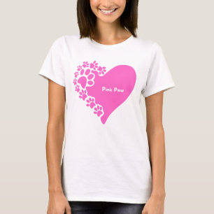 T-shirt cœur aux pattes roses pour femmes amatrice