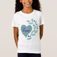 Coeur avec amour et filles Feuilles Tee
