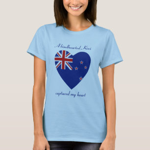 T-shirt Cœur avec Drapeau de Nouvelle-Zélande