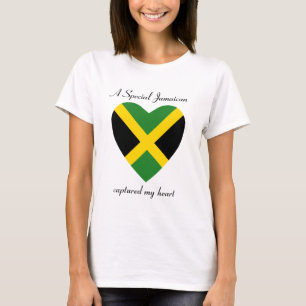 T-Shirt Cœur avec Drapeau Jamaïcain