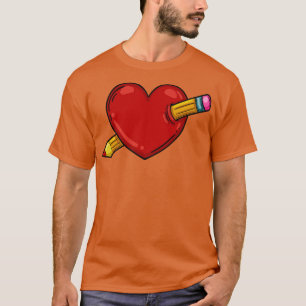 T-shirt Coeur Avec L'Amour Au Crayon Pour Dessiner Artiste