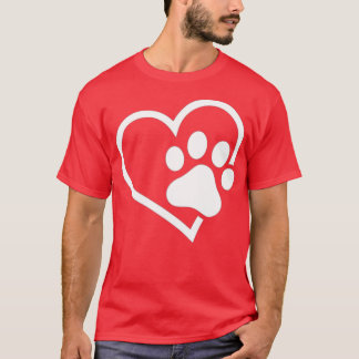 T-shirt Coeur avec Paw pour chat ou Amoureux de les chiens