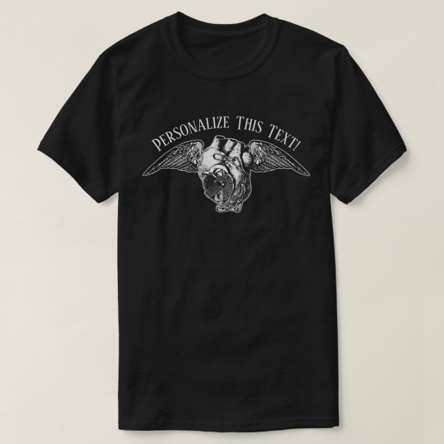 T-shirt Coeur avec verrous et ailes (Design devant)