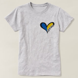 T-shirt Coeur bleu et jaune avec inscription Ukraine