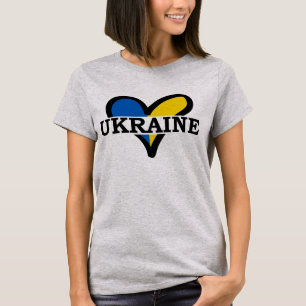 T-shirt Coeur bleu et jaune avec inscription Ukraine