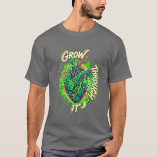 T-shirt Cœur Botanique Néon 'Grandir à Travers'