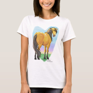 T-shirt Coeur brun grisâtre de cheval de peau de daim