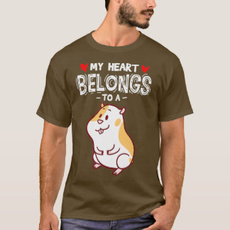 T-shirt Coeur Cadeau De Hamster Cute Appartient À Un Hamst
