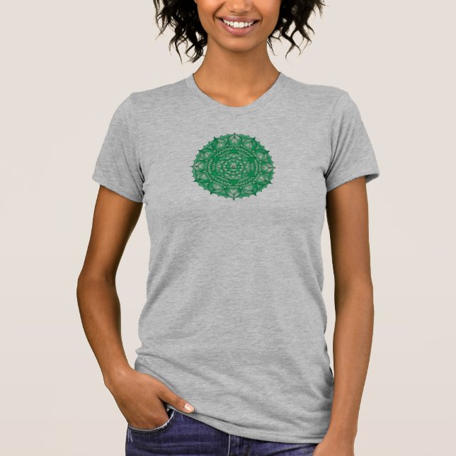 T-shirt Coeur Chakra Vert Mandala Femme Tee (Devant)