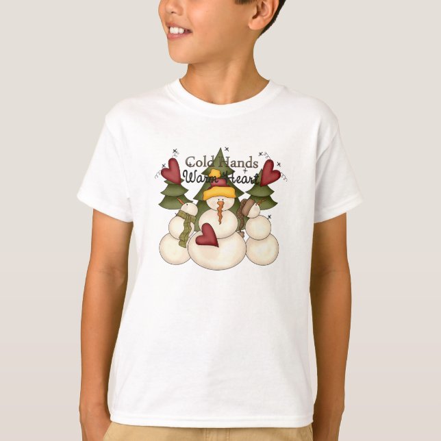 T-shirt Coeur chaud des mains froides Snowman Sweatshirt d (Devant)