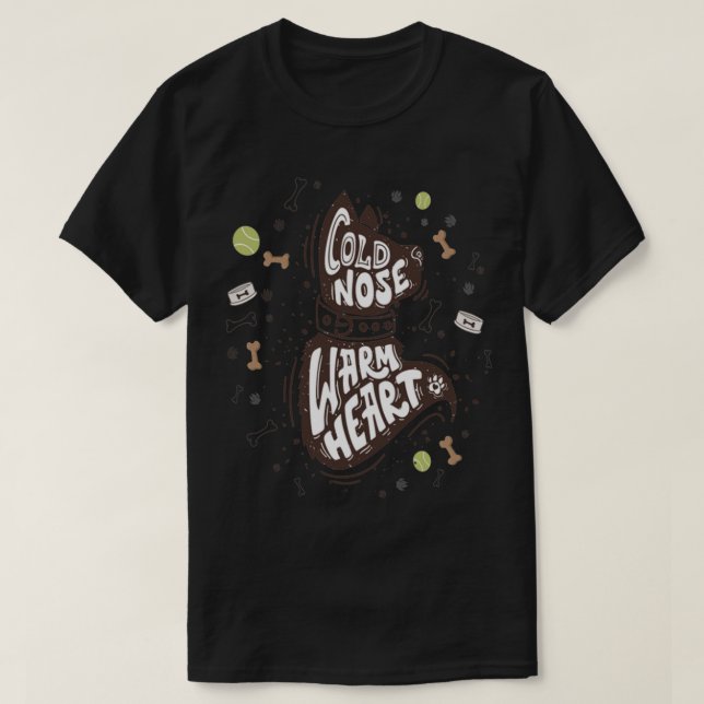 T-shirt coeur chaud du nez froid (Design devant)